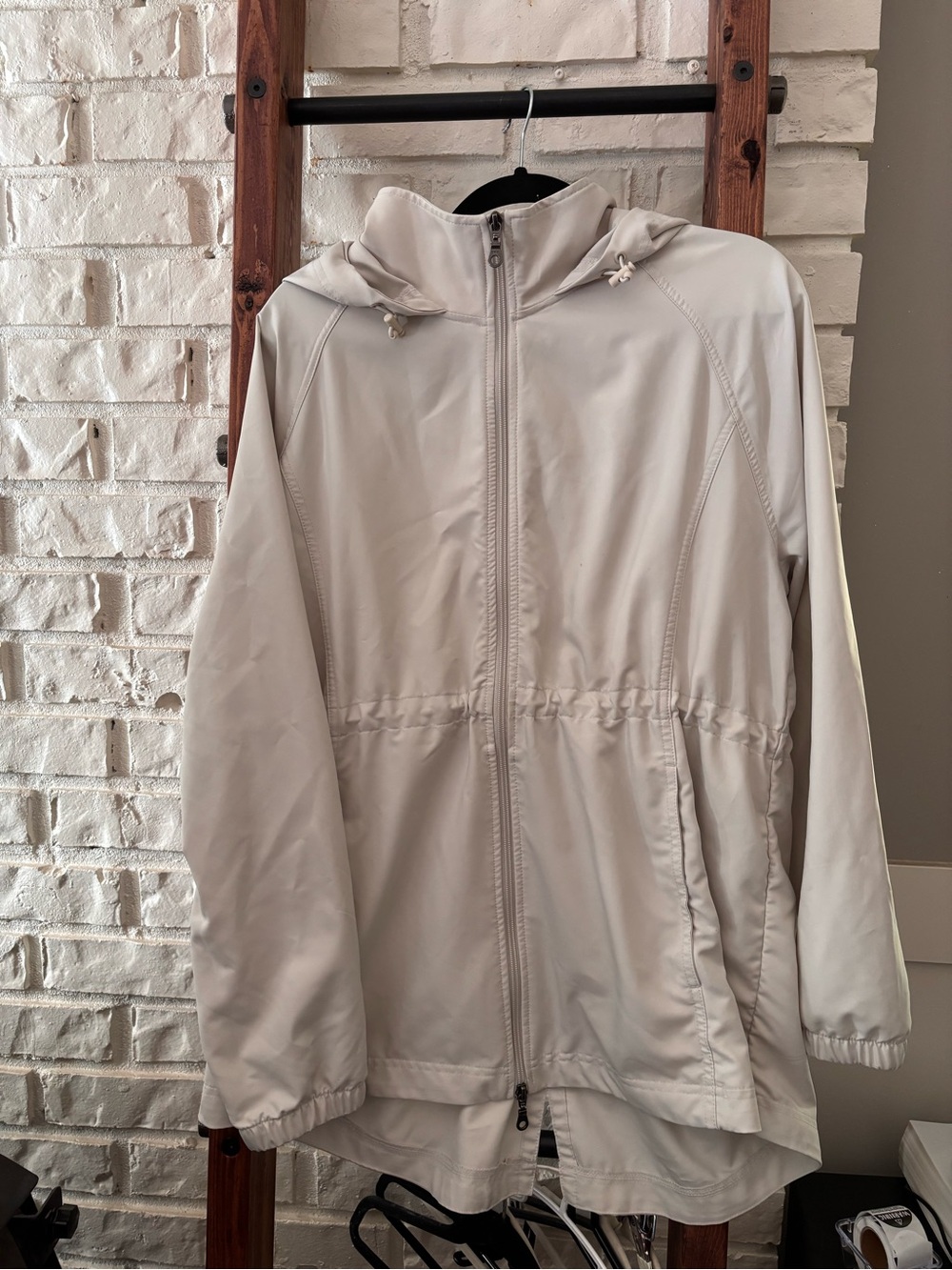 Cream Lightweight Hooded Zip-Up Jacket